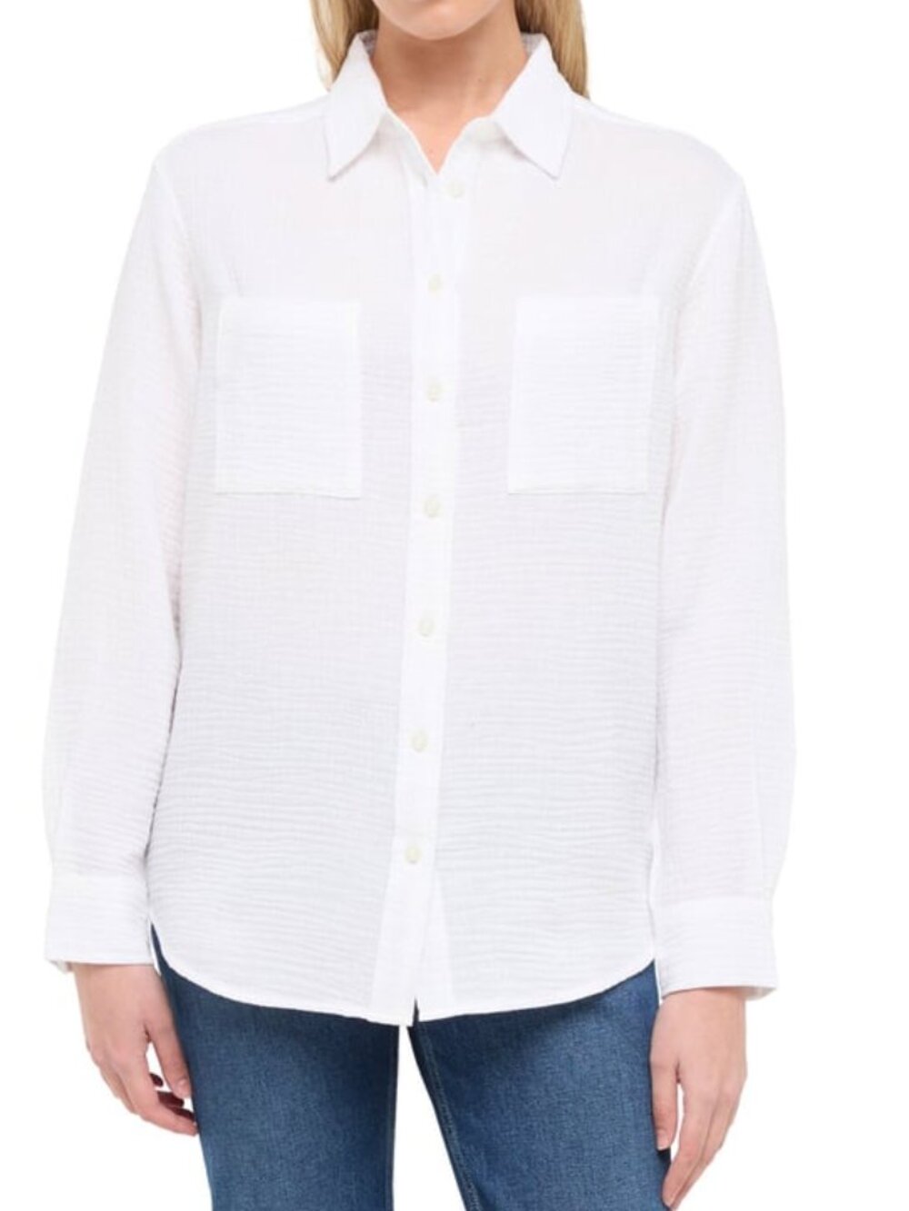Gap - Cotton Gauze Long Sleeve Shirt Button-Up 1859446 | Size Medium | White